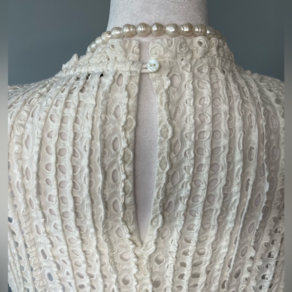 Madewell White Eyelet Ruffle-Sleeve Pintuck Mini Dress Size M Slip NOT included - Picture 5 of 9